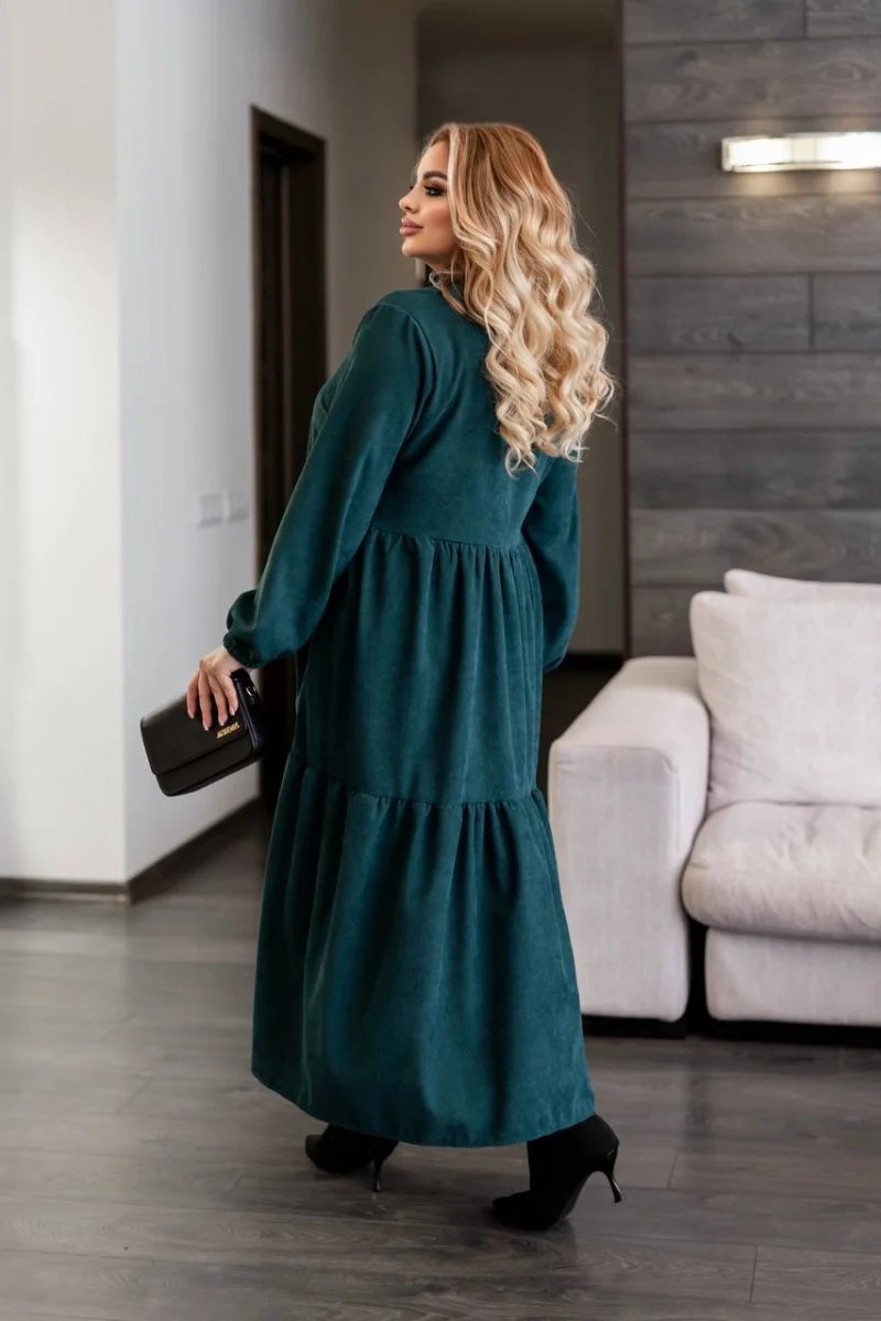 Rochie midi casual, microcatifea reiată, mărimi 46-60 — Foto 2 din 3