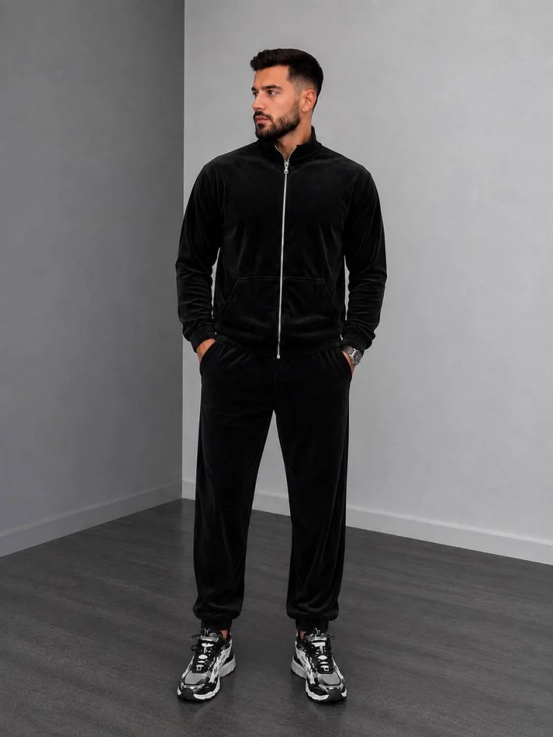 Costum bărbătesc stilat din velur, Bumbac, mărimi 46-60